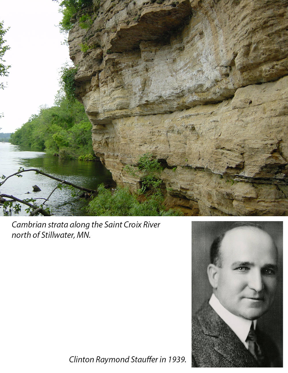 Cambrian rocks along the St. Croix River and Clinton Stauffer in 1939.