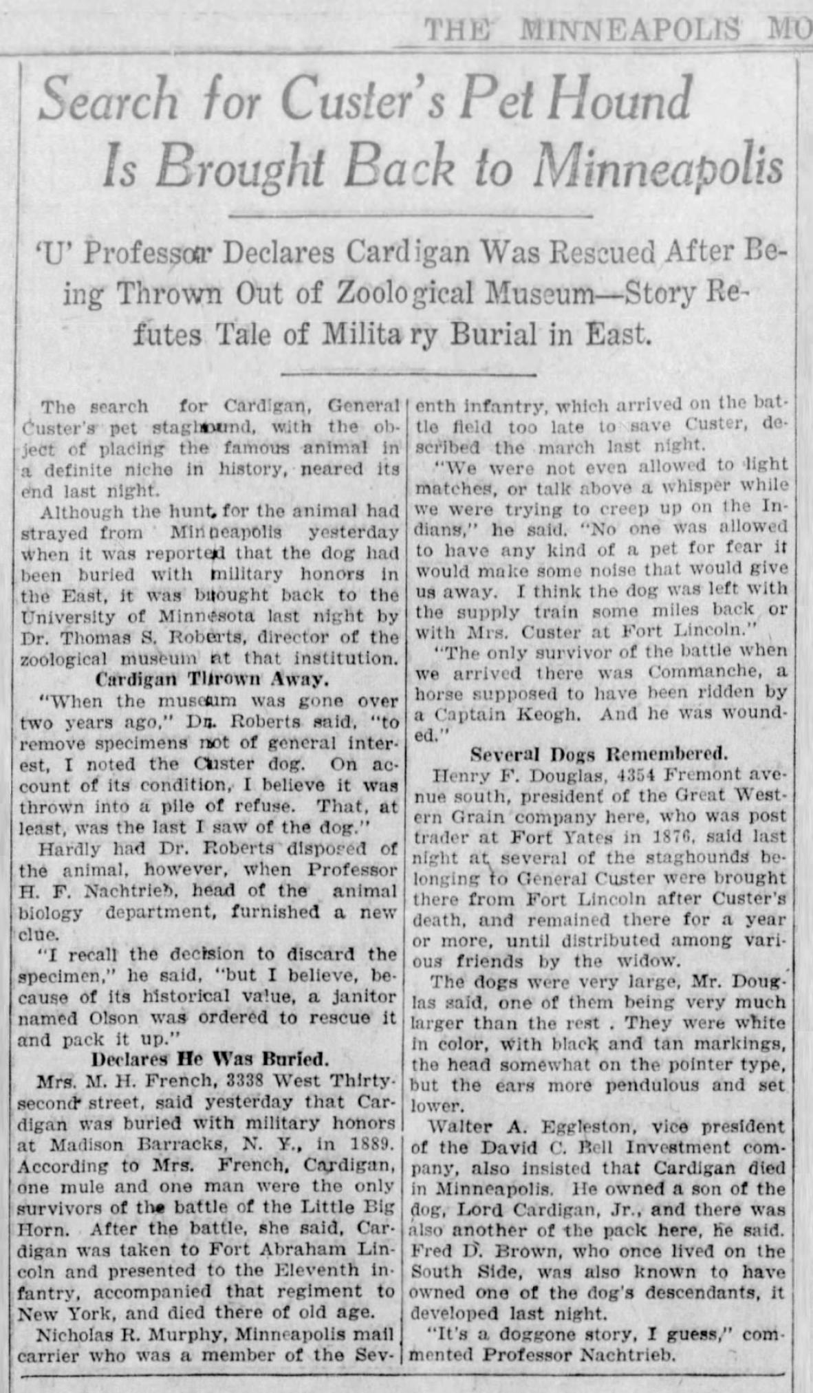 Minneapolis Tribune March 24, 1923 article