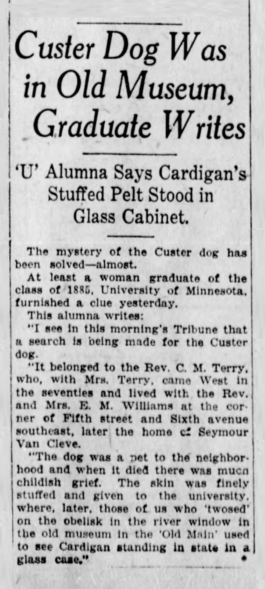 1923 Minneapolis Tribune March 22 article