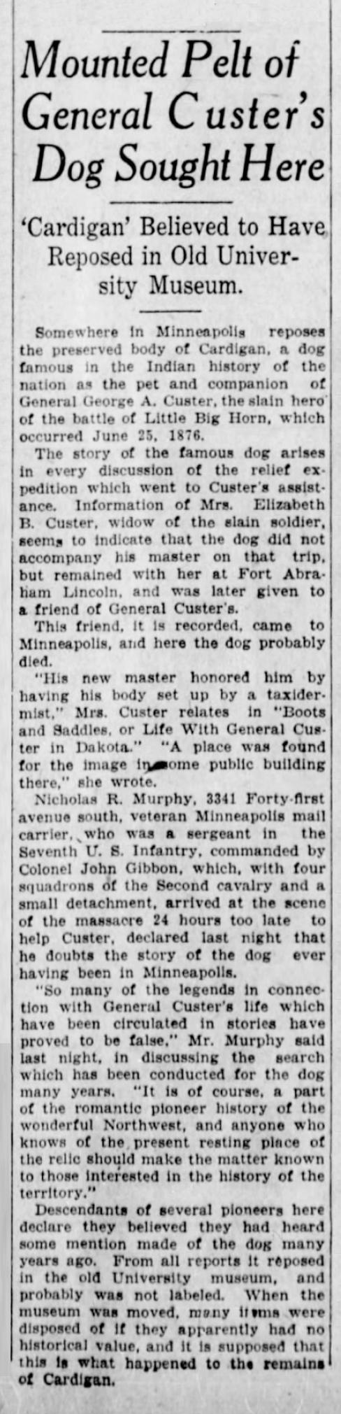 1923 Minneapolis Tribune March 21 article