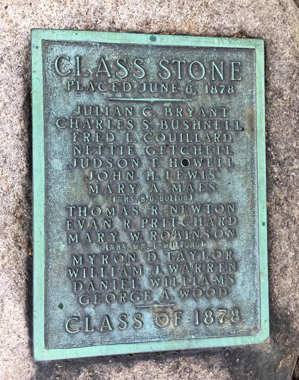 Class plaque on 1878 Memorial Boulder